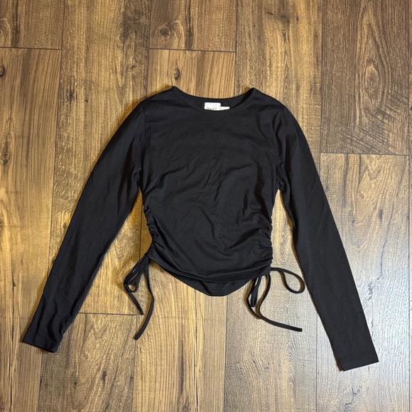 Princess Polly Tops - Princess Polly Black Long Sleeve Top with Side Ties